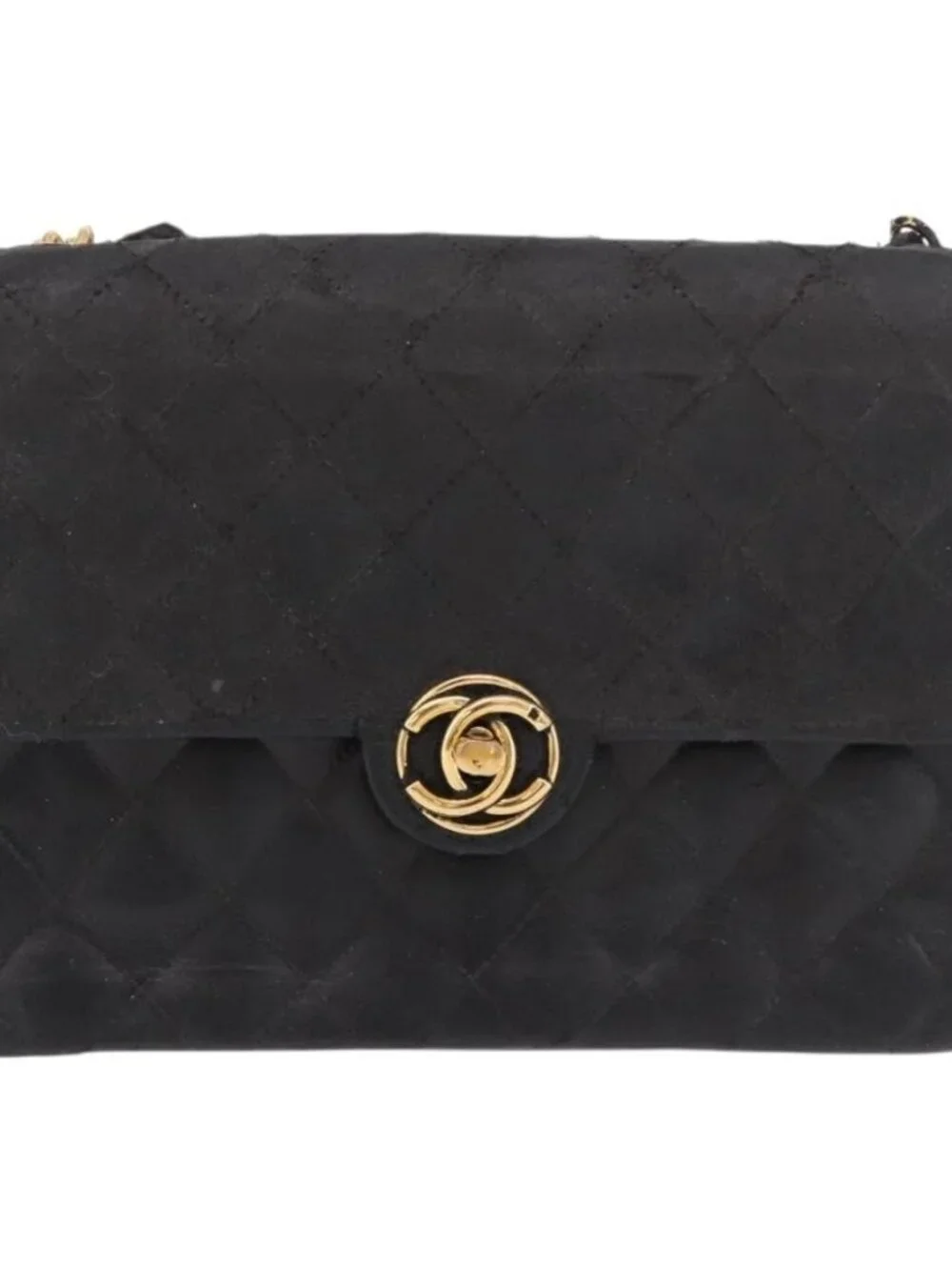CHANEL Matelasse Chain Shoulder Bag Leather Black Gold CC Auth 188806